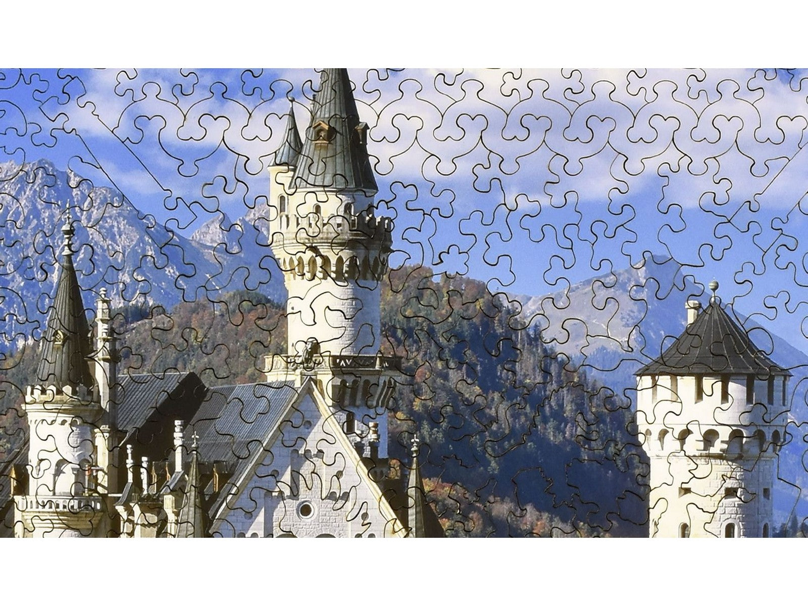 A closeup of the front of the puzzle, Castle Neuschwanstein.