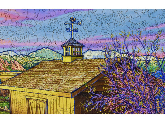 A closeup of the front of the puzzle, Changing Seasons, Changing Light, showing the detail in the pieces.