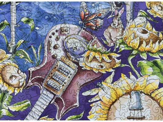 A closeup of the front of the puzzle, Channeling Jerry, showing the detail in the pieces.