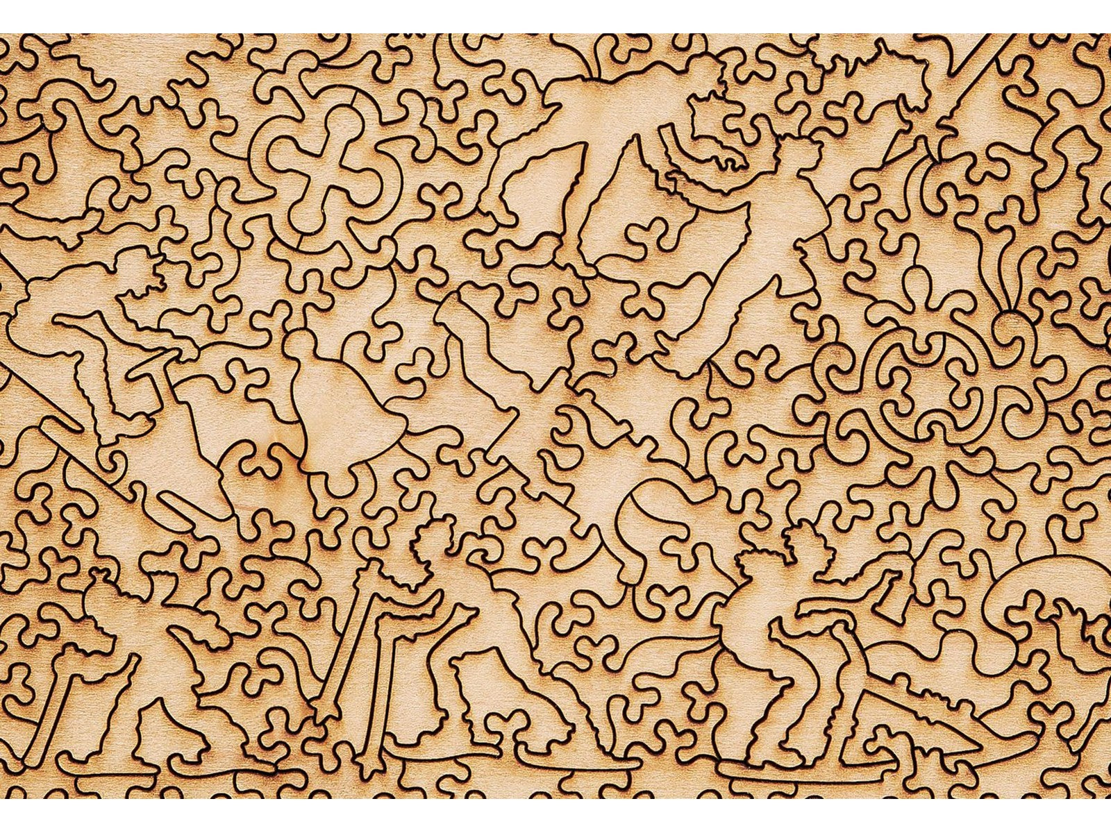 A closeup of the back of the puzzle, Davos in Winter, showing the detail in the pieces.