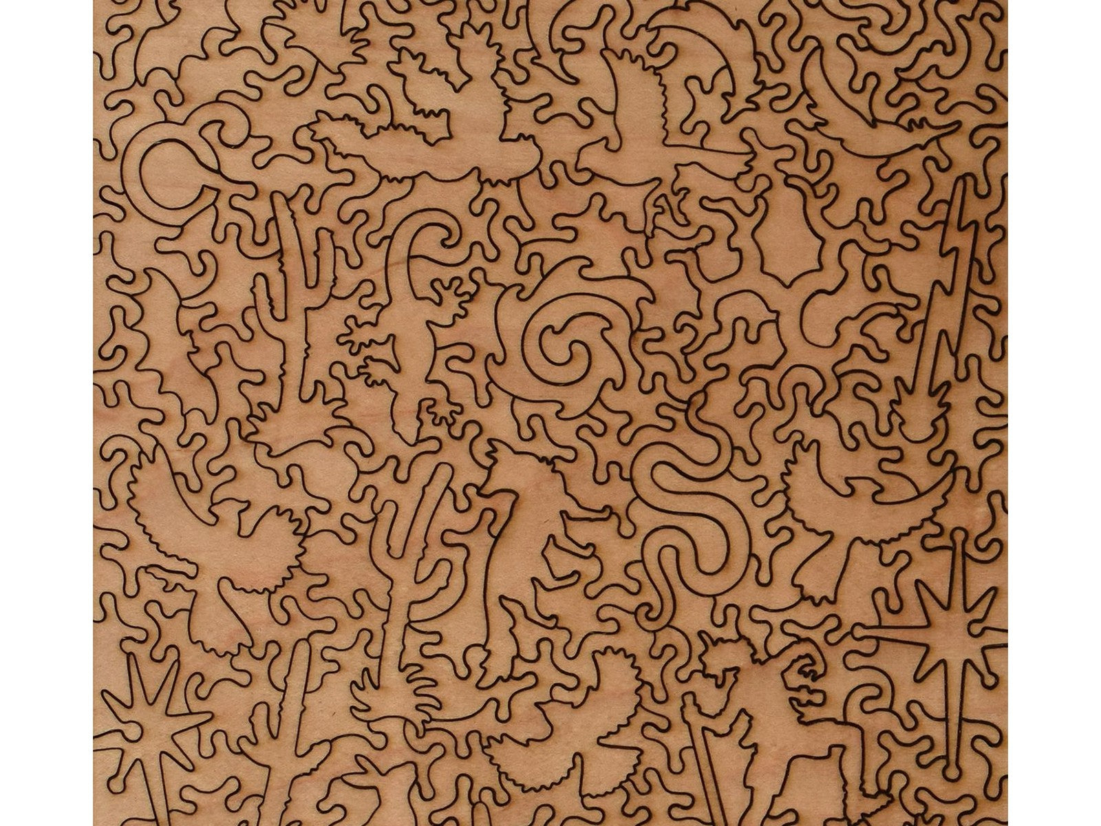 A closeup of the back of the puzzle, Desert Cardinals, showing the details in the pieces.