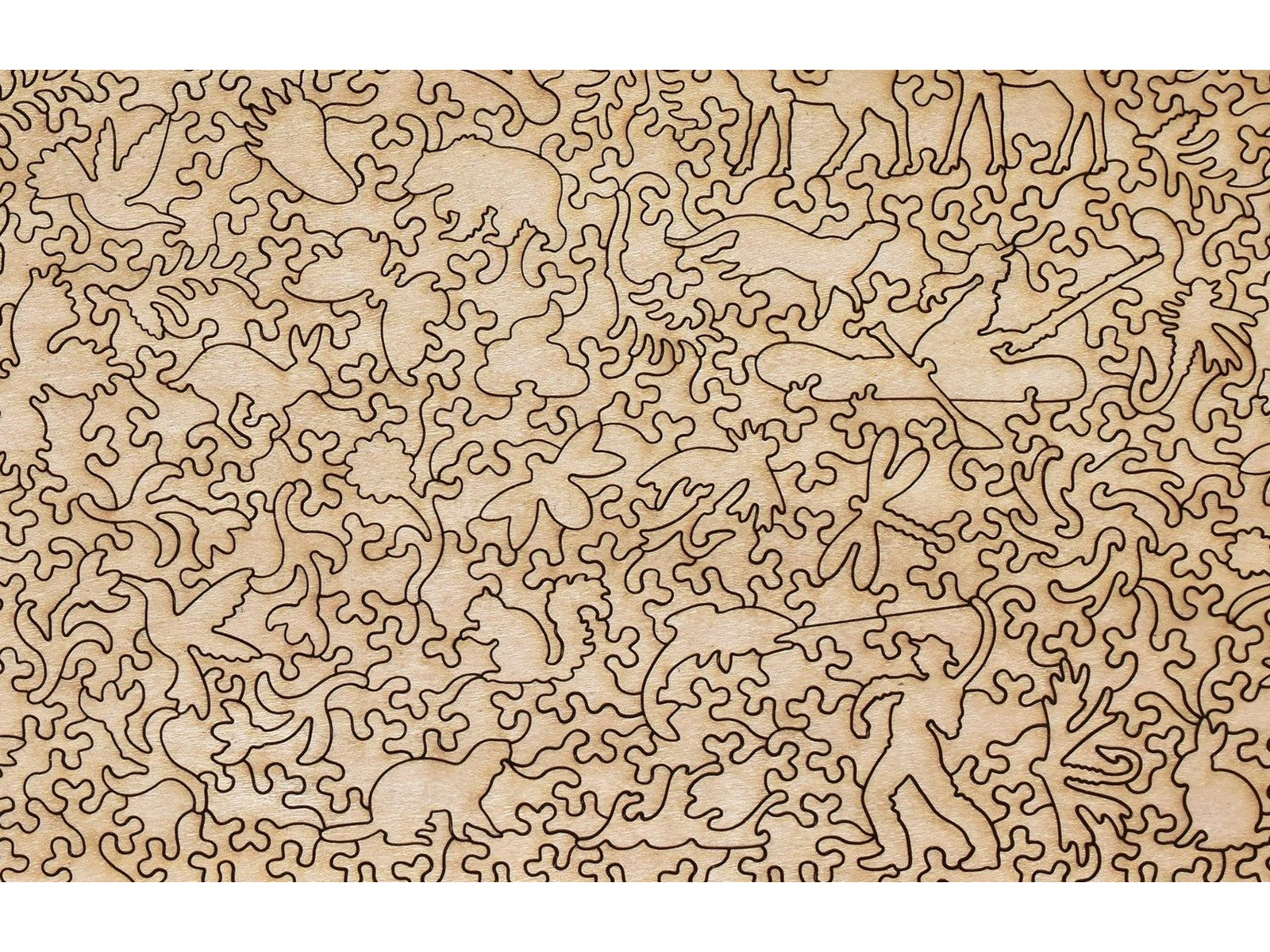A closeup of the back of the puzzle, Distracted, showing the detail in the pieces.
