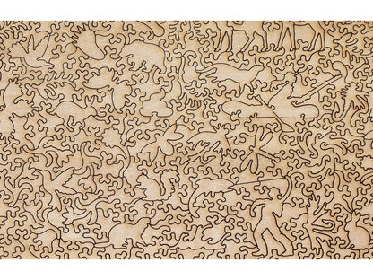 A closeup of the back of the puzzle, Distracted, showing the detail in the pieces.