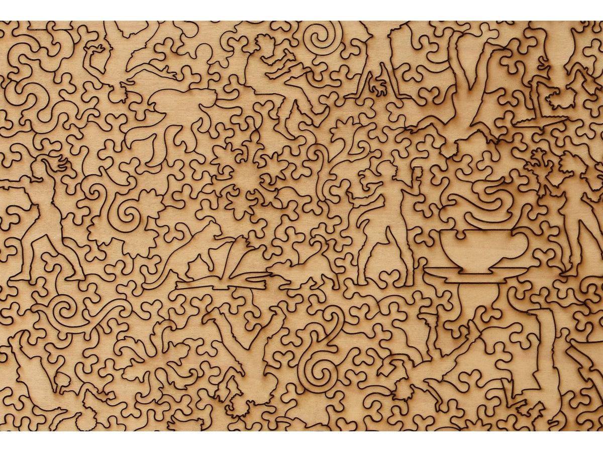 A closeup of the back of the puzzle, Do Not Disturb, showing the detail in the pieces.