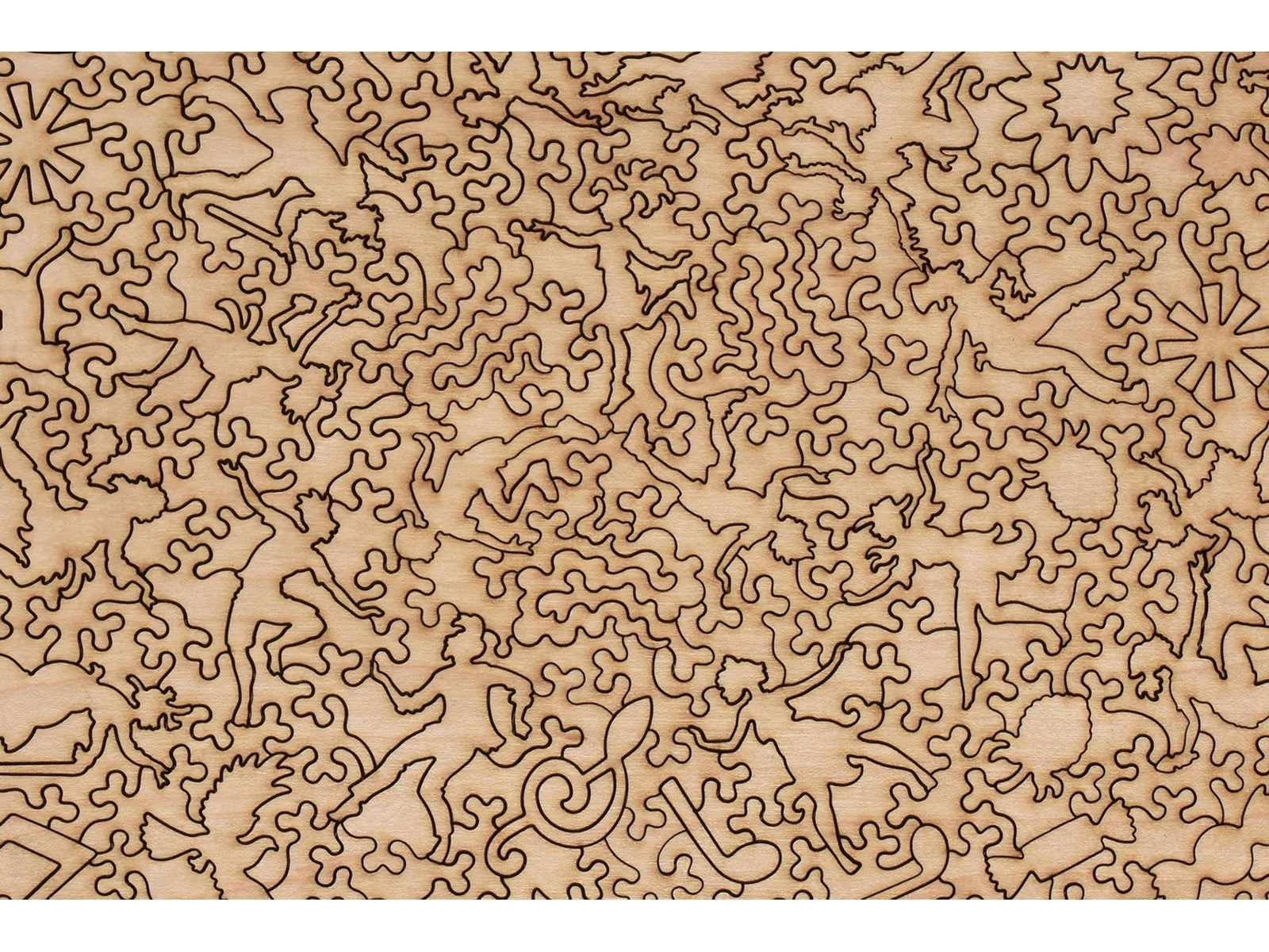 A closeup of the back of the puzzle, Electric Heart, showing the detail in the pieces.