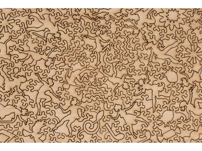 A closeup of the back of the puzzle, Electric Heart, showing the detail in the pieces.