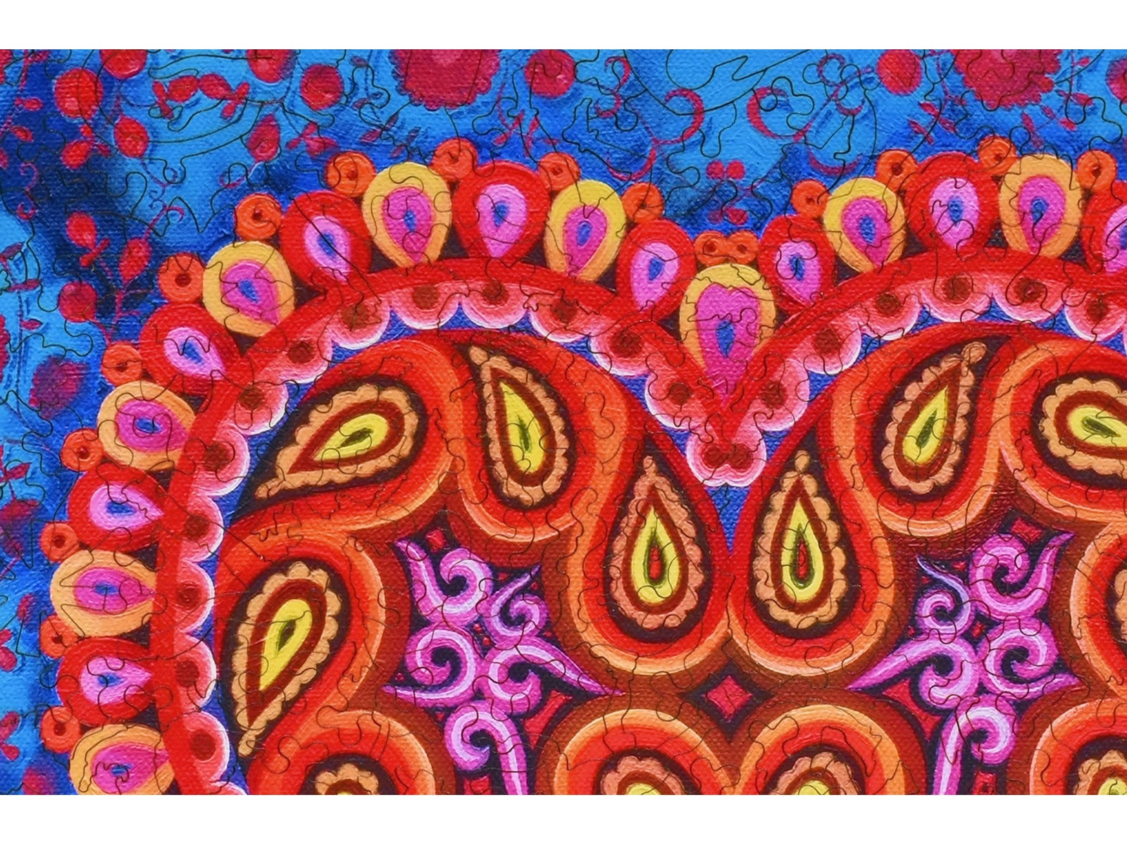 A closeup of the front of the puzzle, Electric Heart, showing the detail in the pieces.