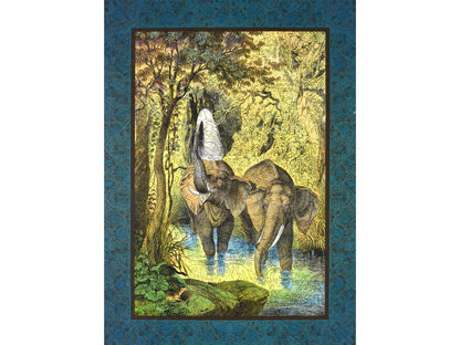 The front of the puzzle, Elephant Pool, with two elephants bathing in a pool in the jungle.