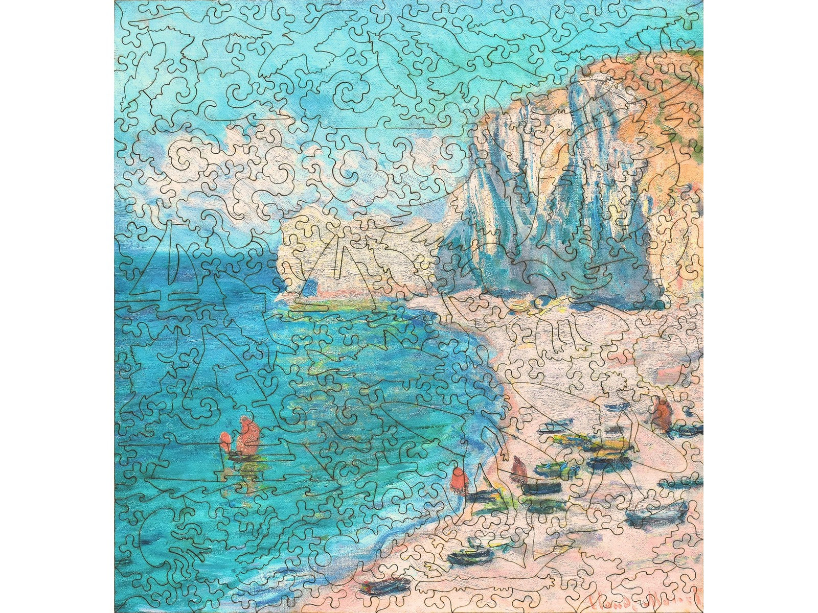 The front of the puzzle, Étretat: The Beach and the Falaise d'Amont.