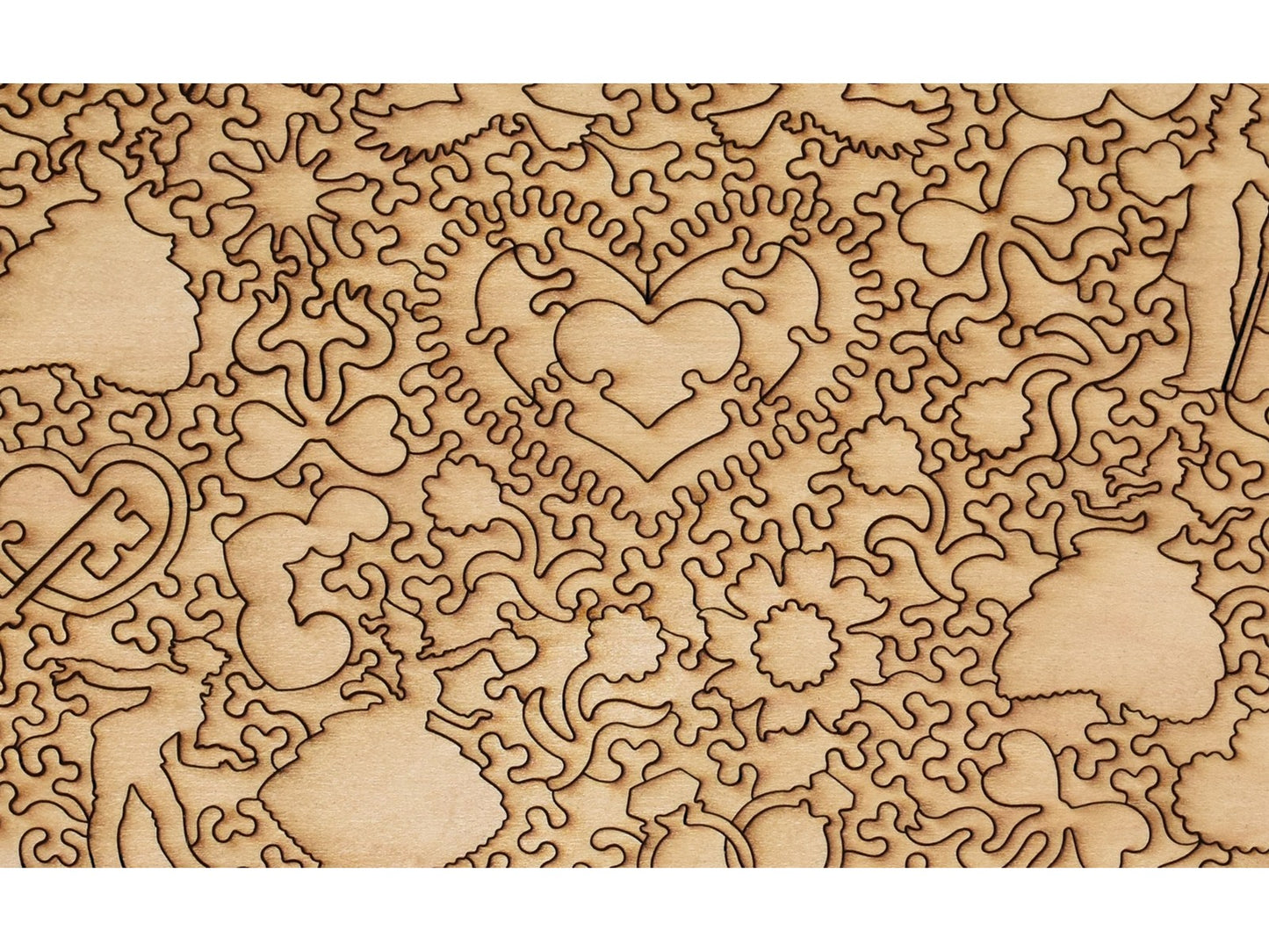 A closeup of the back of the puzzle, Feelings For You, showing the detail in the pieces.