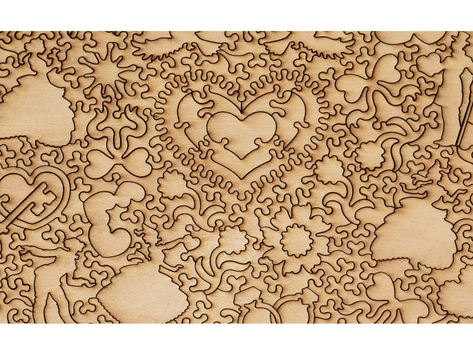 A closeup of the back of the puzzle, Feelings For You, showing the detail in the pieces.