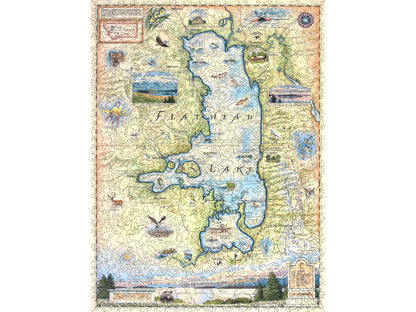 The front of the puzzle, Flathead Lake Xplorer Map, showing a map of Flathead Lake.