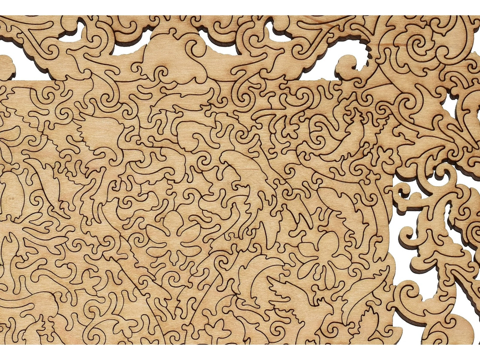 A closeup of the back of the puzzle, Flourish, showing the detail in the pieces.