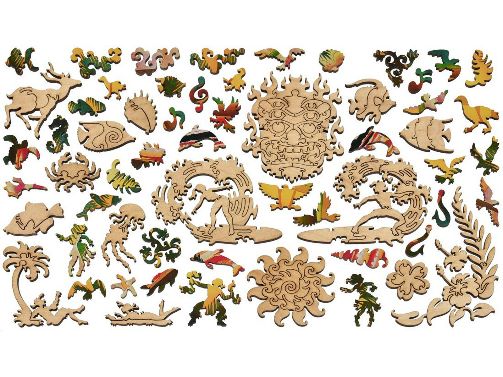 The whimsy pieces that can be found in the puzzle, Fly Hawaiian Air.