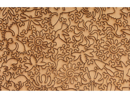 A closeup of the back of the puzzle, Foxgloves and Alliums, showing the detail in the pieces.