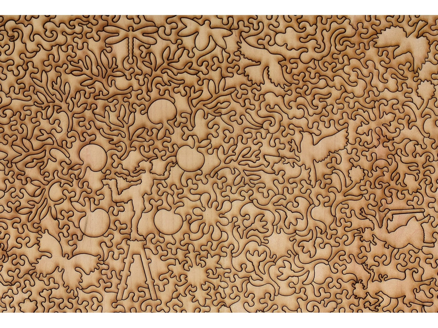 A closeup of the back of the puzzle, The Garden of Les Mathurins, showing the detail in the pieces.