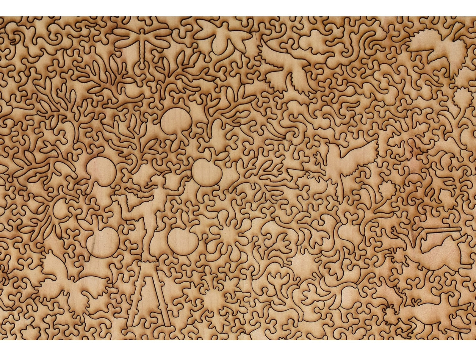 A closeup of the back of the puzzle, The Garden of Les Mathurins, showing the detail in the pieces.