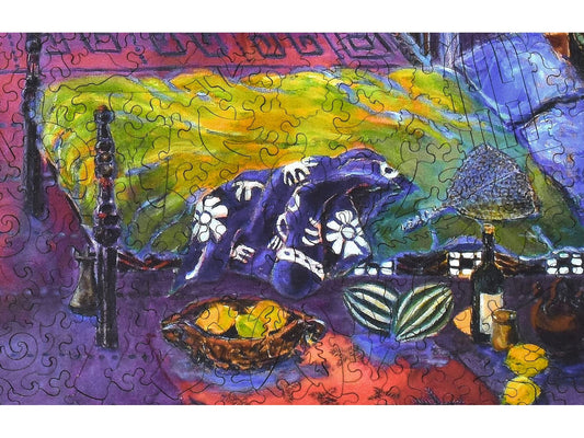 A closeup of the front of the puzzle, Gauguin's Studio.
