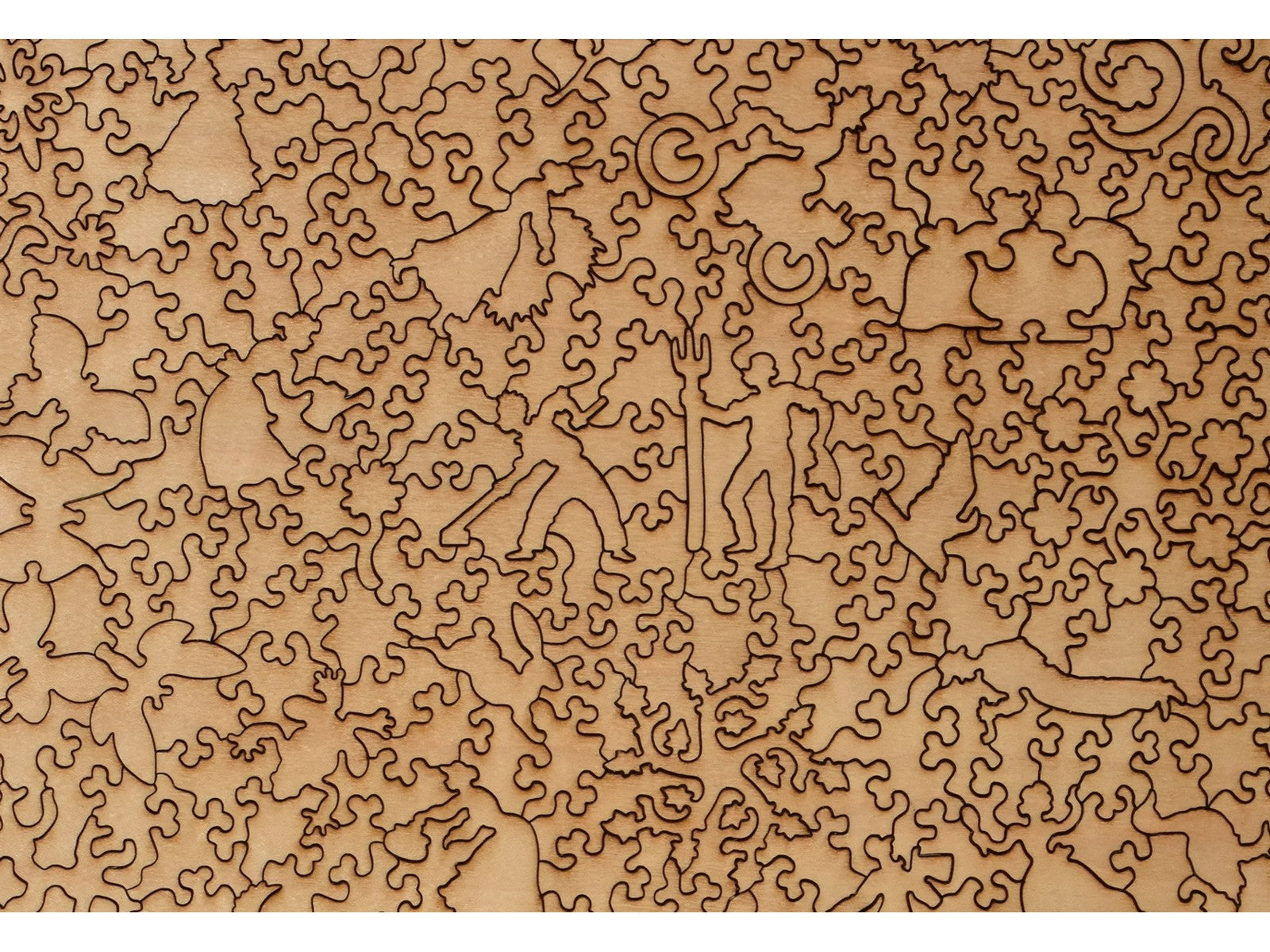 A closeup of the back of the puzzle, Geraniums, showing the detail in the pieces.
