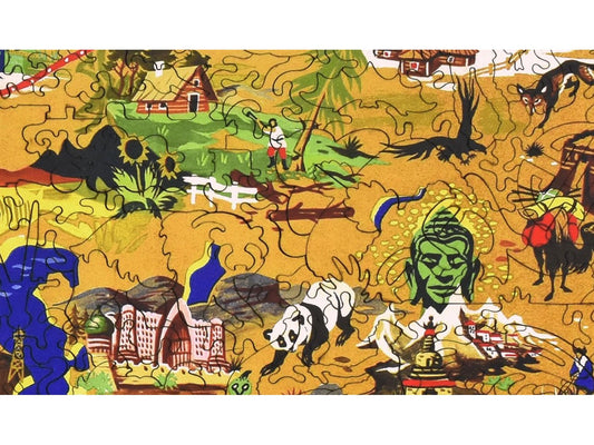 A closeup of the front of the puzzle, Grand Circuit Des Capitales, showing the detail in the pieces.