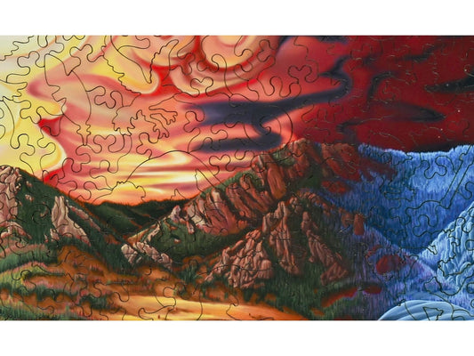 A closeup of the front of the puzzle, Home 365, showing the detail in the pieces.