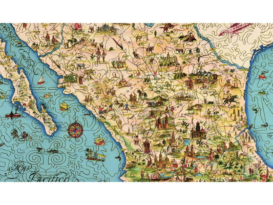A closeup of the front of the Illustrated Map of the Republic of Mexico.