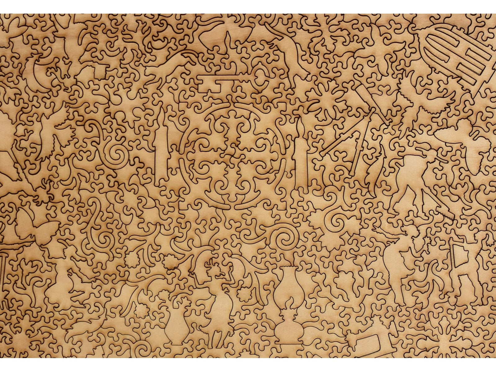 A closeup of the back of the puzzle, Interior, showing the detail in the pieces.