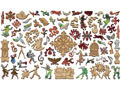 The whimsy pieces that can be found in the puzzle, Interior.