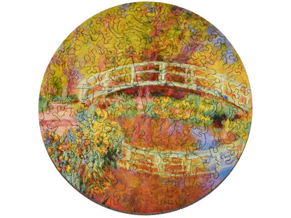 The front of the small round puzzle, Japanese Bridge in Monet's Garden.