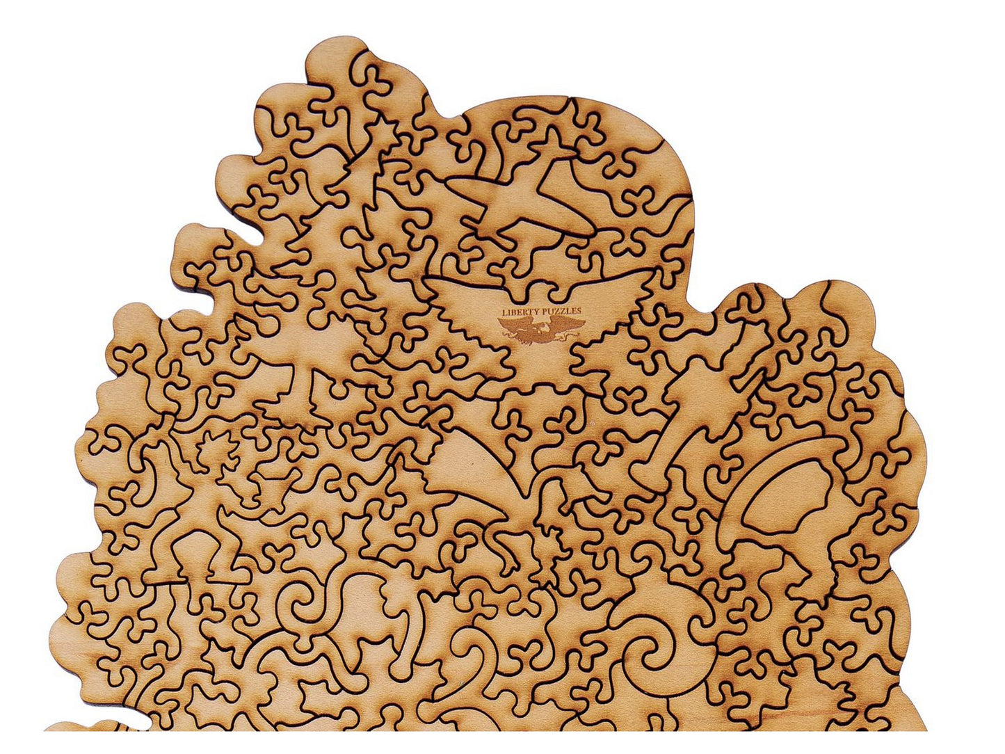 A closeup of the back of the puzzle, Joyful Yellow Santa, showing the detail in the pieces.