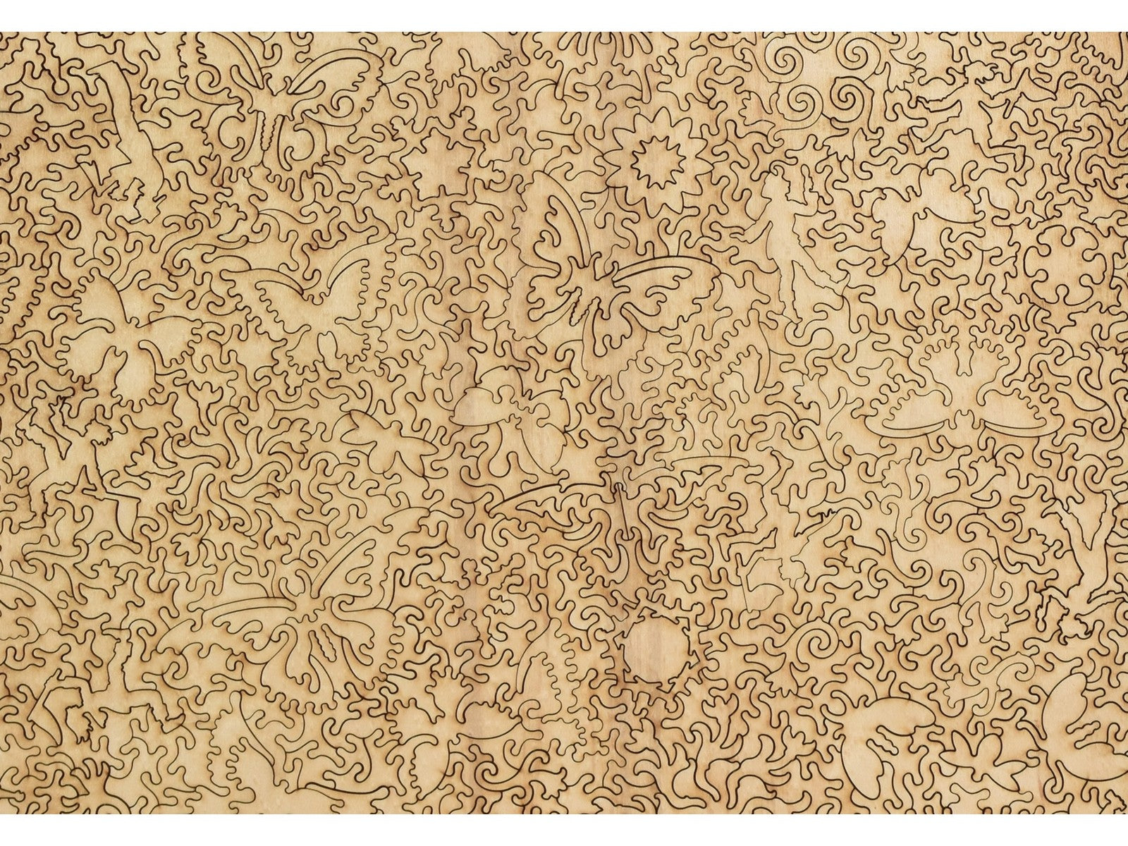 A closeup of the back of the puzzle, Kaleidoscope, showing the detail in the pieces.