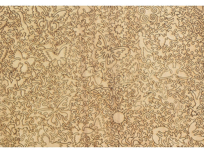 A closeup of the back of the puzzle, Kaleidoscope, showing the detail in the pieces.