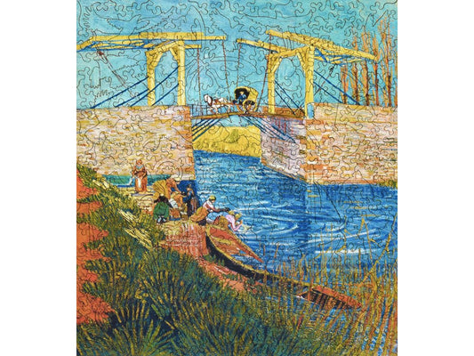 The front of the puzzle, Langlois Bridge at Arles with Women Washing.
