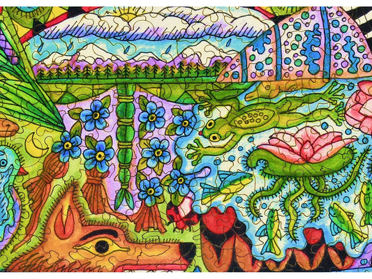A closeup of the front of the puzzle, Loon, showing the detail in the pieces.