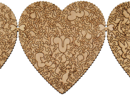 A closeup of the back of the puzzle, Love Connection, showing the detail in the pieces.