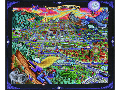 The front of the puzzle, Map of "Old Town" Boulder, Colorado, which shows an illustrated map of downtown Boulder.
