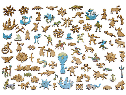 The whimsy pieces that can be found in the puzzle, Map of the British Empire.