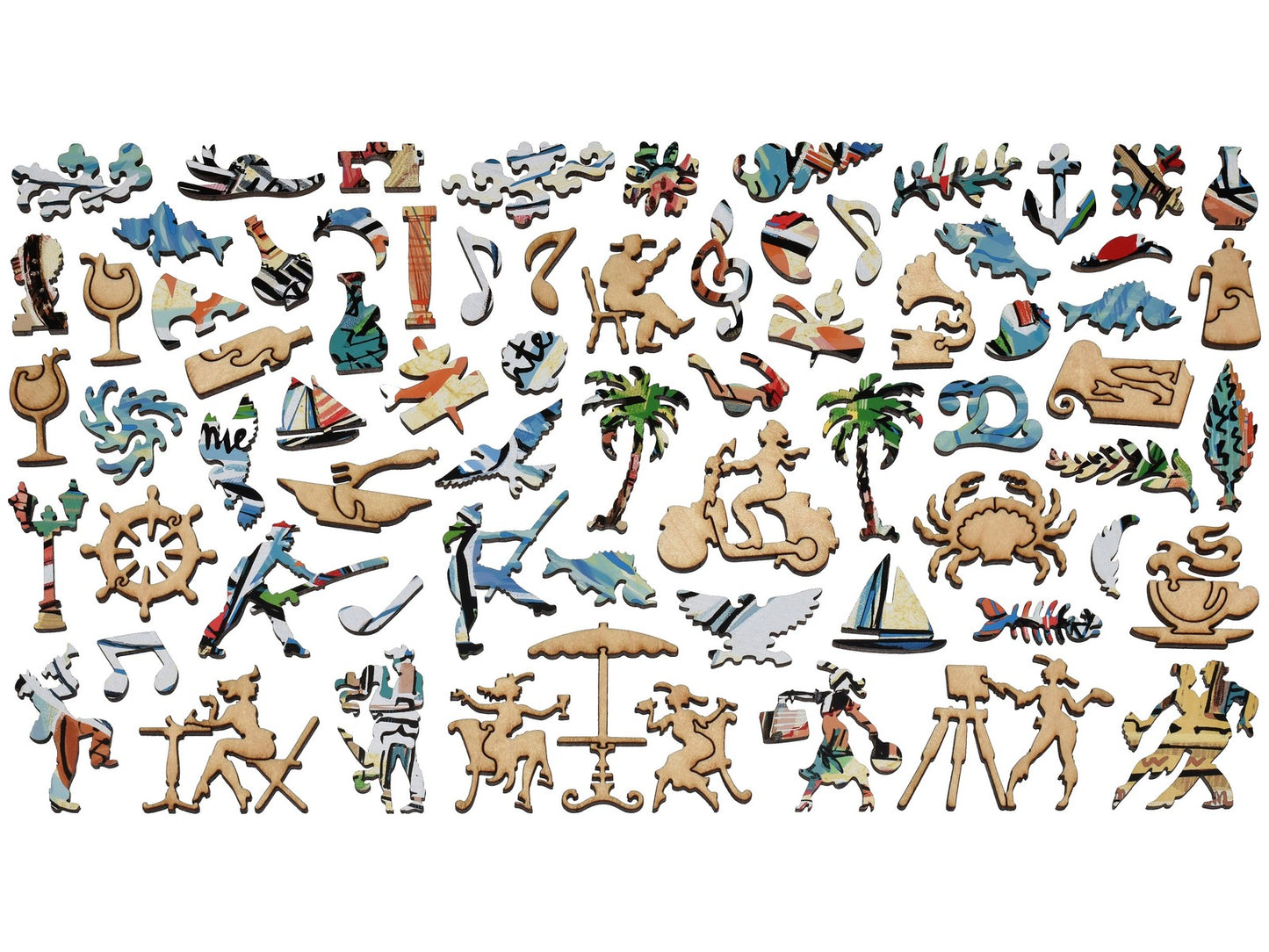 The whimsy pieces that can be found in the puzzle, Mediterranean Sea.