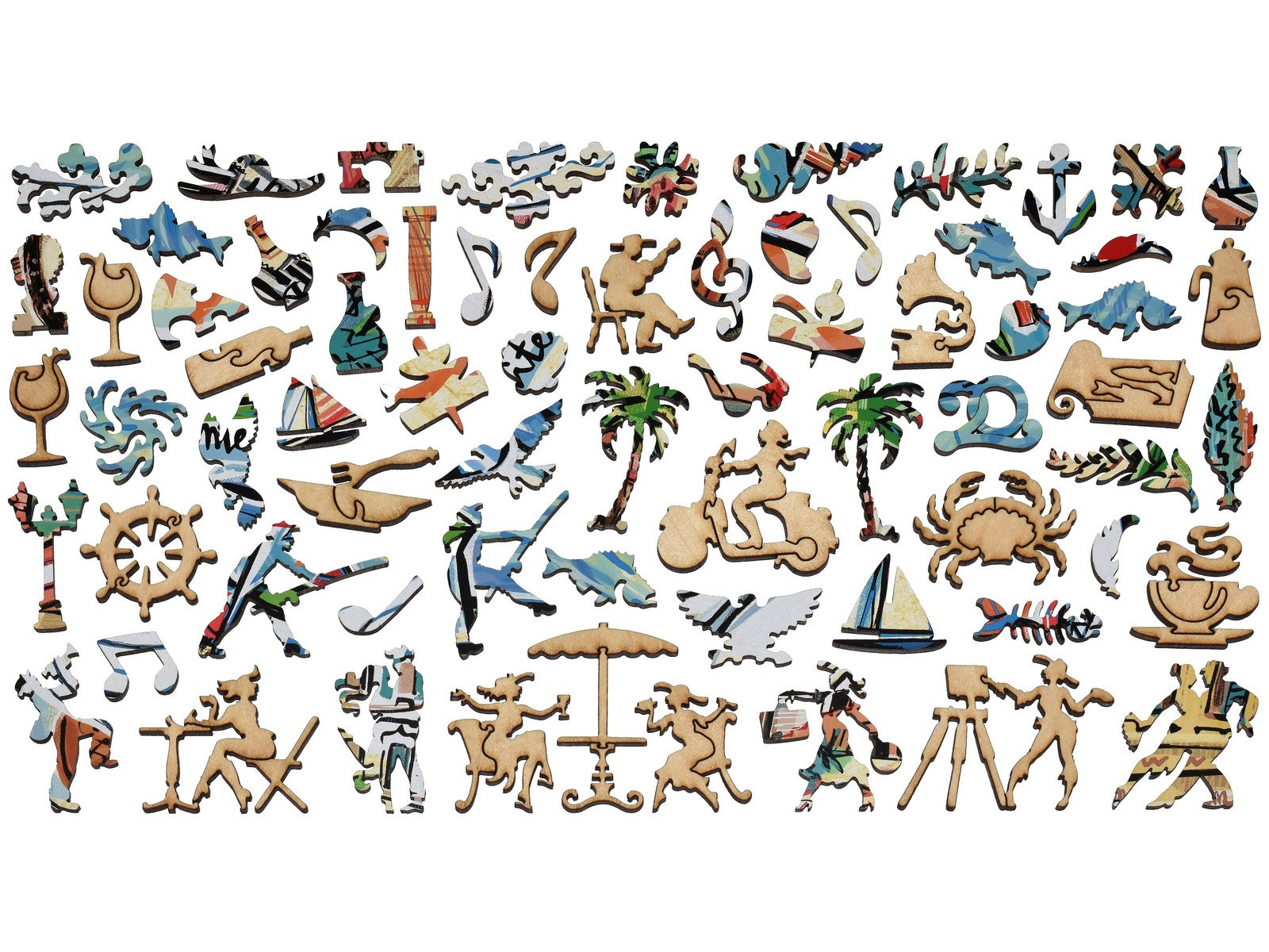 The whimsy pieces that can be found in the puzzle, Mediterranean Sea.