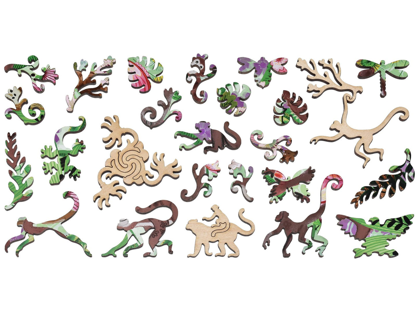 The whimsy pieces that can be found in the puzzle, Monkeys.