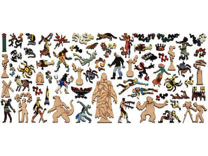The whimsy pieces that can be found in the puzzle, Monster Mash.