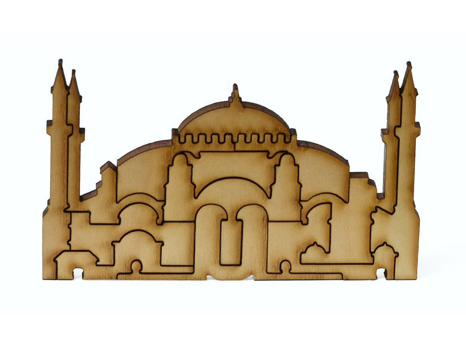 A closeup of pieces showing a multi-piece mosque.