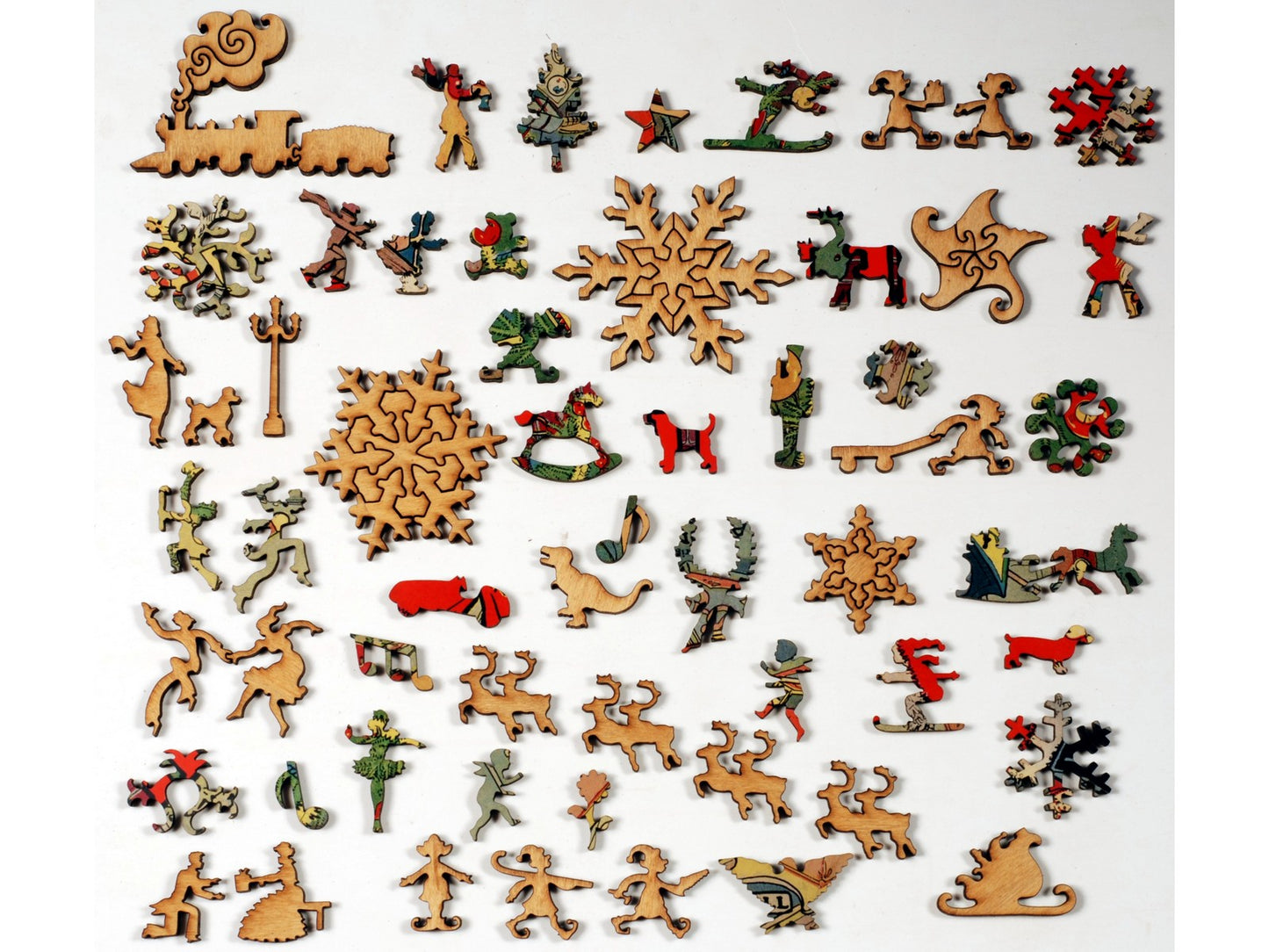 The whimsy pieces that can be found in the puzzle, The Night Before Christmas.