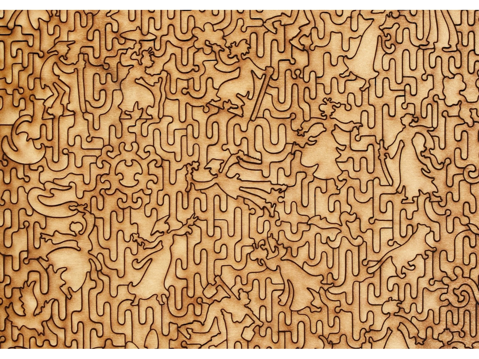 A closeup of the back of the puzzle, Night Rain, showing the detail in the pieces.