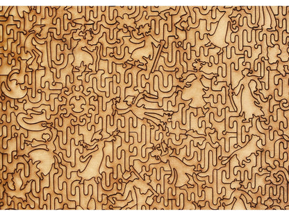 A closeup of the back of the puzzle, Night Rain, showing the detail in the pieces.