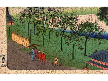 A closeup of the front of the puzzle, Night Rain, showing the detail in the pieces.