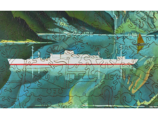 A closeup of the front of the puzzle, North Cape Voyage, showing the detail in the pieces.