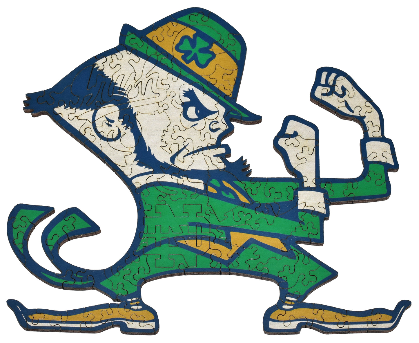 The front of the puzzle, Notre Dame Leprechaun.