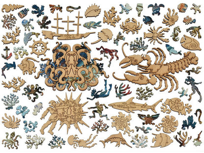 The whimsies that can be found in the puzzle, Ocean Life.