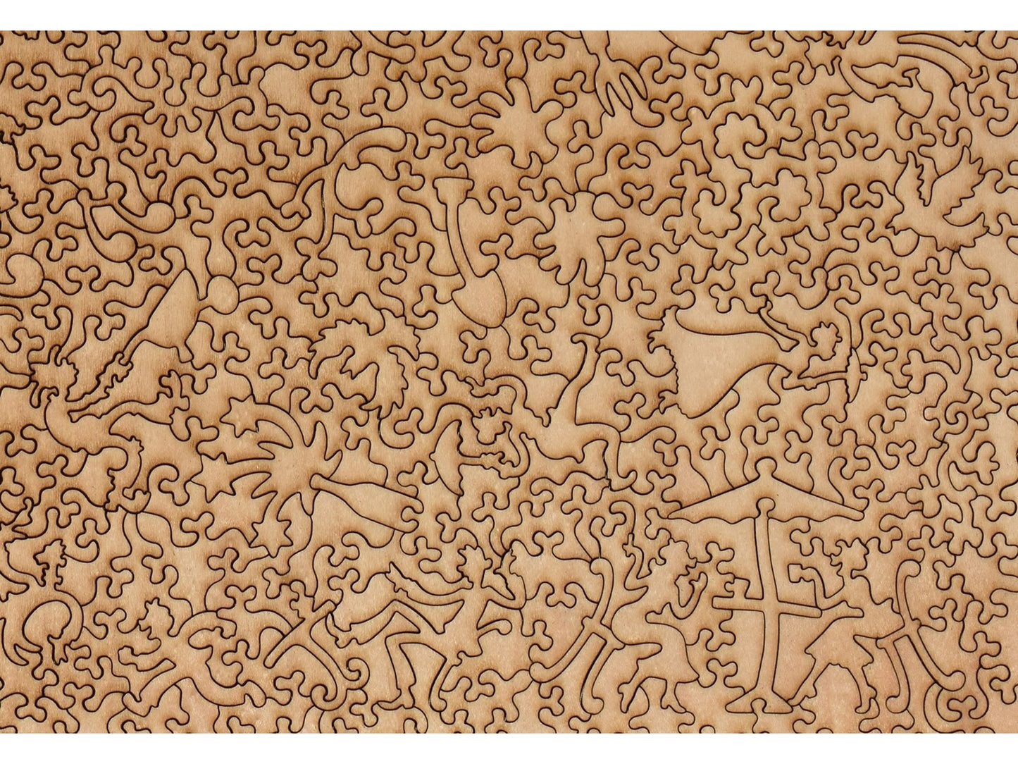 A closeup of the back of the puzzle, Oleanders, showing the detail in the pieces.